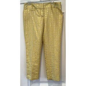 Ann Taylor Loft Zoe Ankle Pants Size 8 Yellow With Gold Dots NEW with Tags